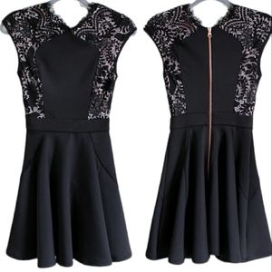 Ted Baker Sew In Love Lace Panel Dress size 3 usa 8 black cocktail black tie